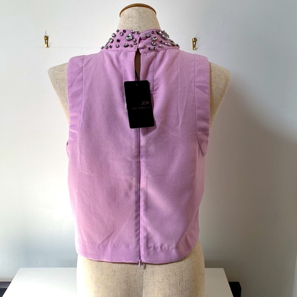 NWT!!Joa Los Angeles Pink Crop Top w/ Jeweled Neck - Picture 3 of 8